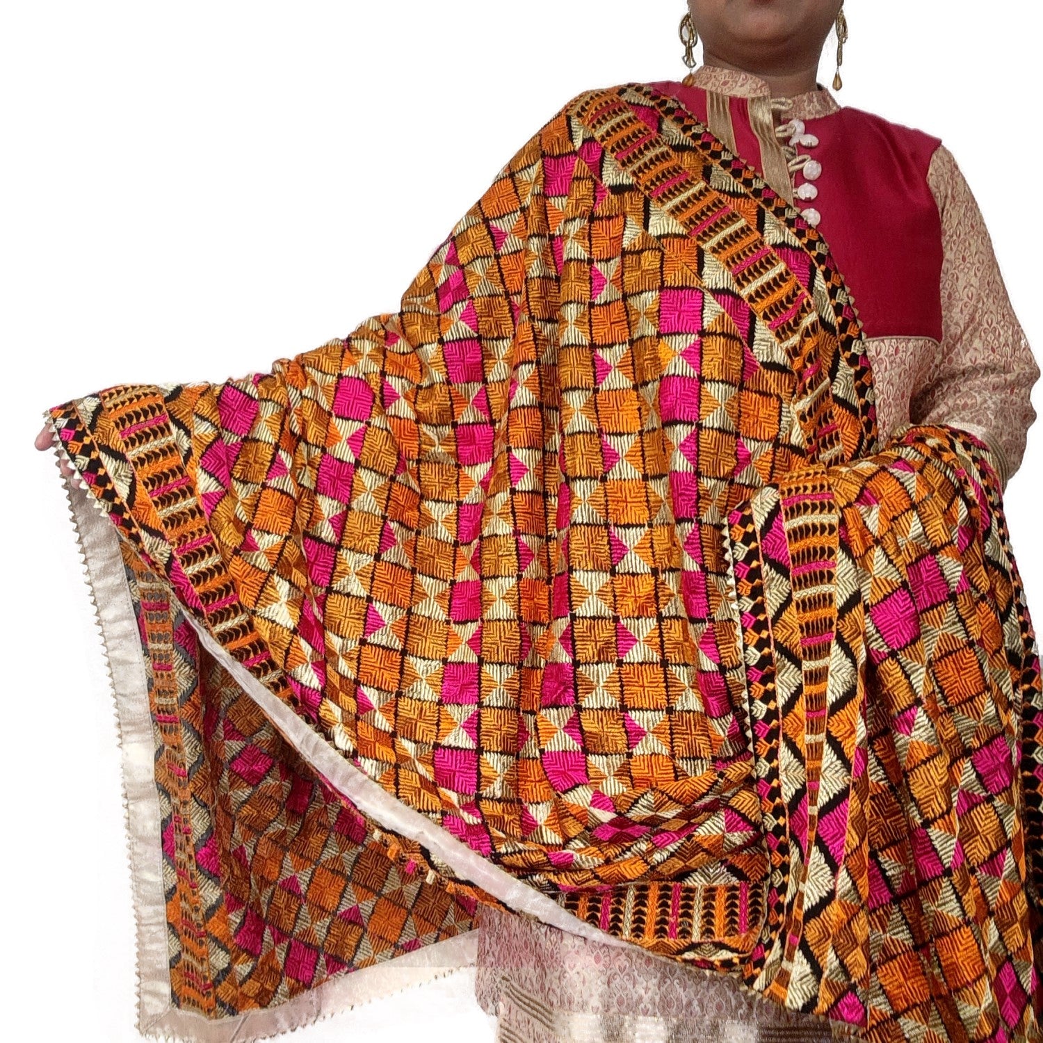 PAKISTANI PHULKARI DUPATTA Yellow Cart