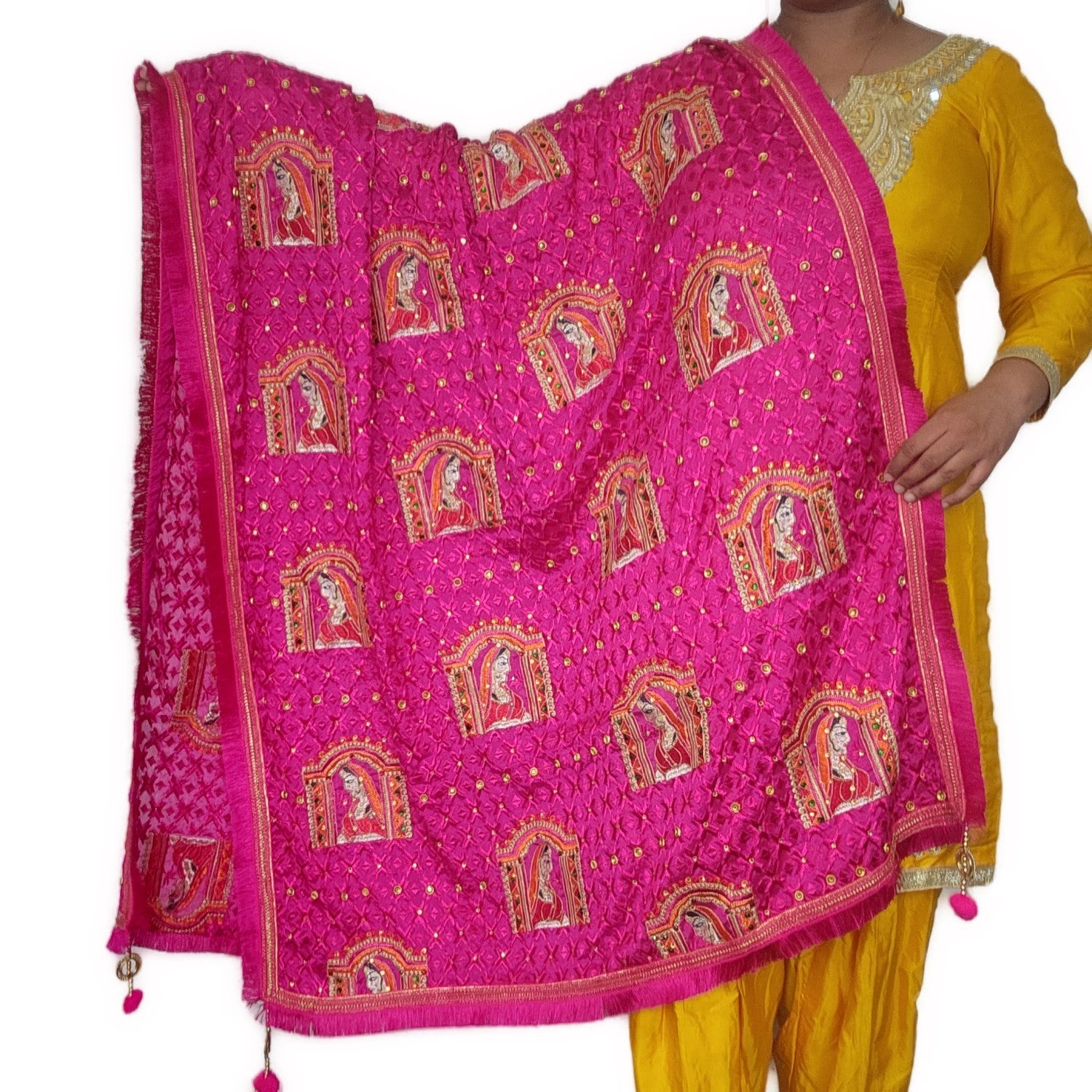 Phulkari Dupatta Heavy Work Dupatta Online Yellow Cart